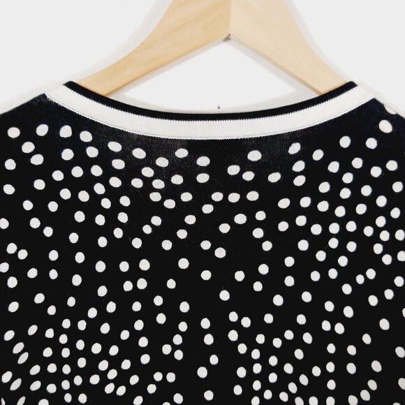 Talbots Medium Cardigan Sweater, Black/White Polka Dot, 3/4 Sleeve, Light Weight - Picture 8 of 16